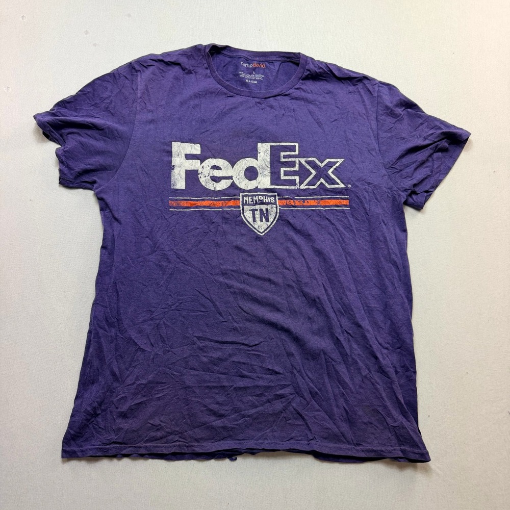 Camp David FedEx Memphis TN T-Shirt Men Large Purple Excellent Short Sleeve Tee